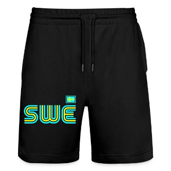 Suède Suède drapeau national norden skandinavia - Short de jogging bio TRAINER Stanley/Stella unisexe - noir - Devant - Nik (191cm) & Marisol (170cm)