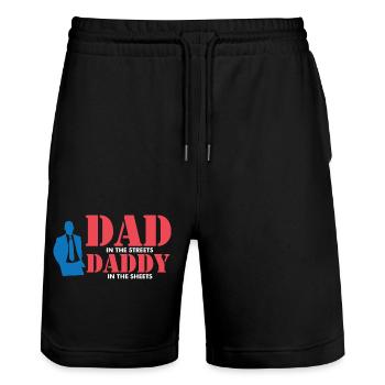 Dad In The Streets Dad In The Sheets Dad Jokes - Stanley/Stella Trainer Unisex Organic Jogging Shorts - black - Front - Nik (191cm) & Marisol (170cm)