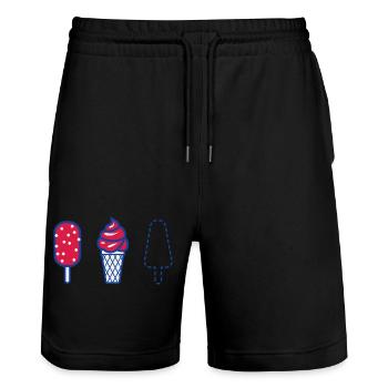 Sommer - Stanley/Stella Unisex Bio Joggingshorts Trainer  - Schwarz - Vorne - Nik (191cm) & Marisol (170cm)