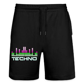 Musique techno - Short de jogging bio TRAINER Stanley/Stella unisexe - noir - Devant - Nik (191cm) & Marisol (170cm)