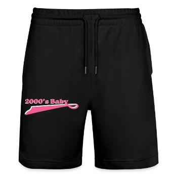Jahr 2000 Baby - Stanley/Stella Unisex Bio Joggingshorts Trainer  - Schwarz - Vorne - Nik (191cm) & Marisol (170cm)