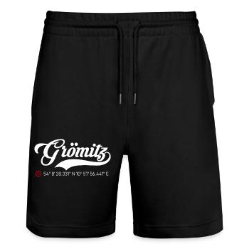 Grömitz Koordinaten - Stanley/Stella Unisex Bio Joggingshorts Trainer  - Schwarz - Vorne - Nik (191cm) & Marisol (170cm)