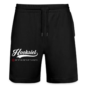 Hooksiel Koordinaten - Stanley/Stella Unisex Bio Joggingshorts Trainer  - Schwarz - Vorne - Nik (191cm) & Marisol (170cm)