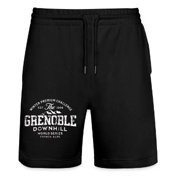 Grenoble downhill world series 1968 - Stanley/Stella Trainer Unisex Organic Jogging Shorts - black - Front - Nik (191cm) & Marisol (170cm)