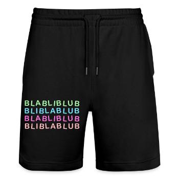 Bla Bli Blub - Stanley/Stella Unisex Bio Joggingshorts Trainer  - Schwarz - Vorne - Nik (191cm) & Marisol (170cm)