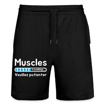 muscles en cours veuillez patienter muscles loadin - Short de jogging bio TRAINER Stanley/Stella unisexe - noir - Devant - Nik (191cm) & Marisol (170cm)