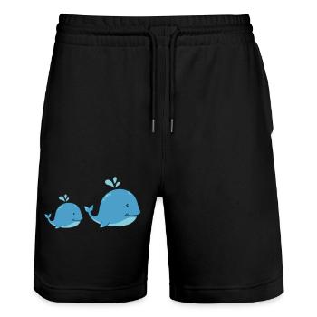 Sweet whales - Stanley/Stella Trainer Unisex Organic Jogging Shorts - black - Front - Nik (191cm) & Marisol (170cm)