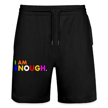 I am enough - Stanley/Stella Trainer Unisex Organic Jogging Shorts - black - Front - Nik (191cm) & Marisol (170cm)