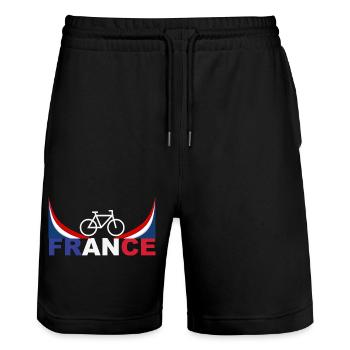 France - Stanley/Stella Unisex Bio Joggingshorts Trainer  - Schwarz - Vorne - Nik (191cm) & Marisol (170cm)