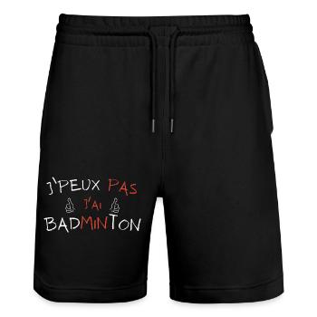 I can't I have Badminton - Stanley/Stella Trainer Unisex Organic Jogging Shorts - black - Front - Nik (191cm) & Marisol (170cm)