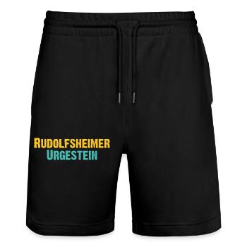 Rudolfsheimer Urgestein Wien Österreich Spruch - Stanley/Stella Unisex Bio Joggingshorts Trainer  - Schwarz - Vorne - Nik (191cm) & Marisol (170cm)