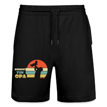 Beförderung zum opa - Stanley/Stella Unisex Bio Joggingshorts Trainer  - Schwarz - Vorne - Nik (191cm) & Marisol (170cm)