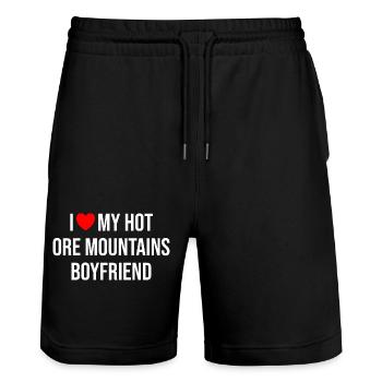 Erzgebirge Freund Beziehung Liebe - Stanley/Stella Unisex Bio Joggingshorts Trainer  - Schwarz - Vorne - Nik (191cm) & Marisol (170cm)