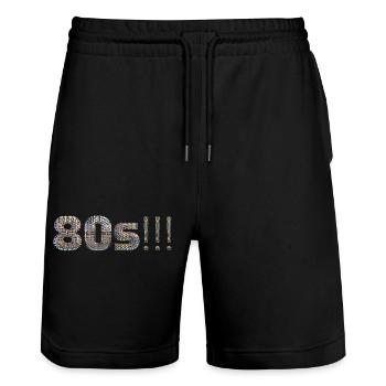 80s DISCO lettering disco ball look dancing motto - Stanley/Stella Trainer Unisex Organic Jogging Shorts - black - Front - Nik (191cm) & Marisol (170cm)