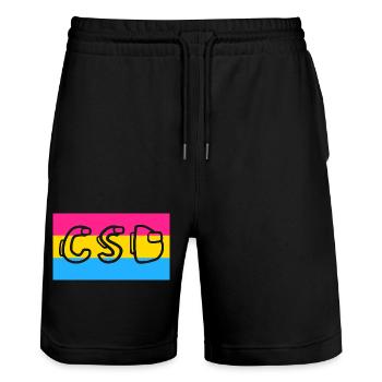 Pansexual Pride CSD - Short de jogging bio TRAINER Stanley/Stella unisexe - noir - Devant - Nik (191cm) & Marisol (170cm)