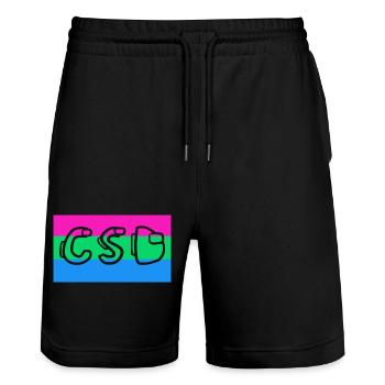 Drapeau de la fierté polysexuelle CSD - Short de jogging bio TRAINER Stanley/Stella unisexe - noir - Devant - Nik (191cm) & Marisol (170cm)