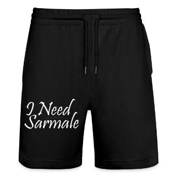 I Need Sarmale Romania Pride Proud Romanian - Stanley/Stella Unisex Bio Joggingshorts Trainer  - Schwarz - Vorne - Nik (191cm) & Marisol (170cm)