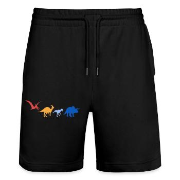 Dino T-Rex Dinos Triceratops Retro Animaux Lézards - Short de jogging bio TRAINER Stanley/Stella unisexe - noir - Devant - Nik (191cm) & Marisol (170cm)