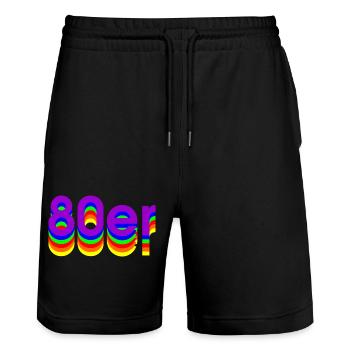 80er - Stanley/Stella Unisex Bio Joggingshorts Trainer  - Schwarz - Vorne - Nik (191cm) & Marisol (170cm)
