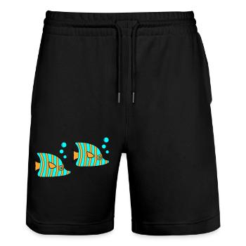 Poissons - Short de jogging bio TRAINER Stanley/Stella unisexe - noir - Devant - Nik (191cm) & Marisol (170cm)