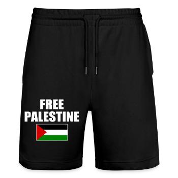 Free palestine - Short de jogging bio TRAINER Stanley/Stella unisexe - noir - Devant - Nik (191cm) & Marisol (170cm)