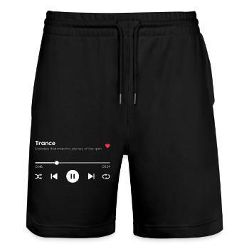 Trance - Stanley/Stella Unisex Bio Joggingshorts Trainer  - Schwarz - Vorne - Nik (191cm) & Marisol (170cm)