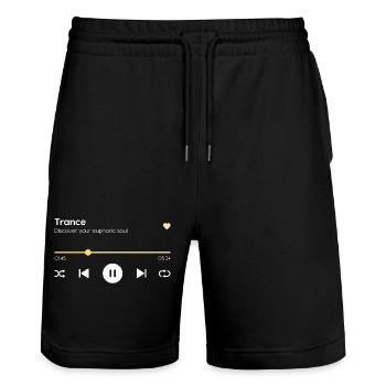 Trance - Stanley/Stella Trainer Unisex Organic Jogging Shorts - black - Front - Nik (191cm) & Marisol (170cm)