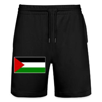 Palestine - Short de jogging bio TRAINER Stanley/Stella unisexe - noir - Devant - Nik (191cm) & Marisol (170cm)