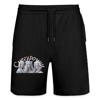 Three good looking women, nice girls in winter - Stanley/Stella Trainer Unisex Organic Jogging Shorts - black - Front - Nik (191cm) & Marisol (170cm)