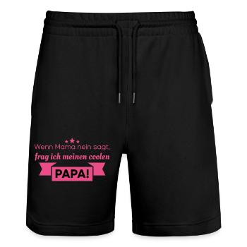 Babysprüche - Stanley/Stella Unisex Bio Joggingshorts Trainer  - Schwarz - Vorne - Nik (191cm) & Marisol (170cm)