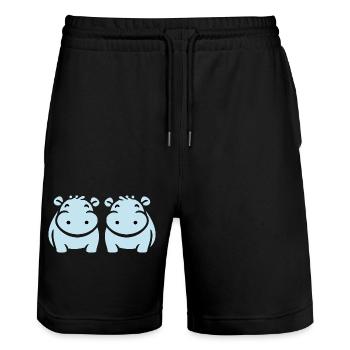 amour petit hippopotame - Short de jogging bio TRAINER Stanley/Stella unisexe - noir - Devant - Nik (191cm) & Marisol (170cm)