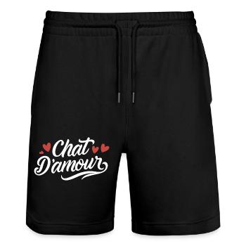 Chat d'amour - Short de jogging bio TRAINER Stanley/Stella unisexe - noir - Devant - Nik (191cm) & Marisol (170cm)
