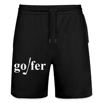 golfer - Stanley/Stella Trainer Unisex Organic Jogging Shorts - black - Front - Nik (191cm) & Marisol (170cm)