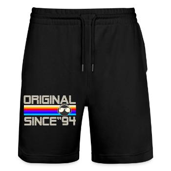 Since 94 - Stanley/Stella Trainer Unisex Organic Jogging Shorts - black - Front - Nik (191cm) & Marisol (170cm)