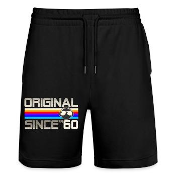 Since 60 - Stanley/Stella Trainer Unisex Organic Jogging Shorts - black - Front - Nik (191cm) & Marisol (170cm)