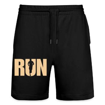 Run -idée cadeau sportive - Short de jogging bio TRAINER Stanley/Stella unisexe - noir - Devant - Nik (191cm) & Marisol (170cm)