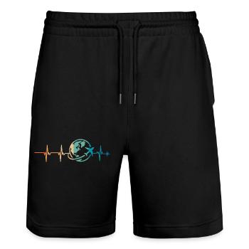 Heartbeat Reisen - Stanley/Stella Unisex Bio Joggingshorts Trainer  - Schwarz - Vorne - Nik (191cm) & Marisol (170cm)