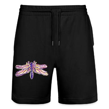 Libelle farbenfroh im Aquarellstil - Stanley/Stella Unisex Bio Joggingshorts Trainer  - Schwarz - Vorne - Nik (191cm) & Marisol (170cm)