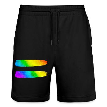 Egalité LGBT Pride Sensibilisation Gay Lesbienne - Short de jogging bio TRAINER Stanley/Stella unisexe - noir - Devant - Nik (191cm) & Marisol (170cm)