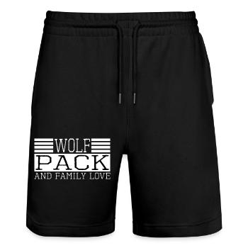 wild canines alpha wolf jokes funny - Stanley/Stella Unisex Bio Joggingshorts Trainer  - Schwarz - Vorne - Nik (191cm) & Marisol (170cm)