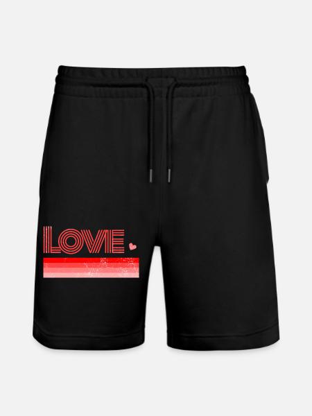 Rotes Herz Liebe - Stanley/Stella Unisex Bio Joggingshorts Trainer  - Schwarz