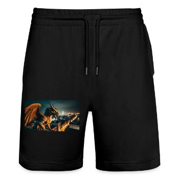 Gargoyle mit einem bösen Lächeln Monster dunkler Horror - Stanley/Stella Unisex Bio Joggingshorts Trainer  - Schwarz - Vorne - Nik (191cm) & Marisol (170cm)