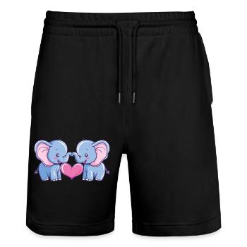 Elephant Couple Love Couple In Love - Stanley/Stella Trainer Unisex Organic Jogging Shorts - black - Front - Nik (191cm) & Marisol (170cm)