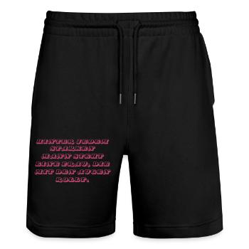 Hinter jedem starken Mann… - Stanley/Stella Unisex Bio Joggingshorts Trainer  - Schwarz - Vorne - Nik (191cm) & Marisol (170cm)