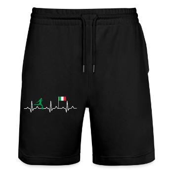 Fußball Herzschlag Italien Ekg - Stanley/Stella Unisex Bio Joggingshorts Trainer  - Schwarz - Vorne - Nik (191cm) & Marisol (170cm)