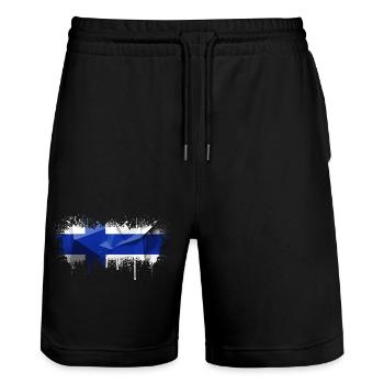 Finlande Suomi helsinki scandinavie viking fine FIN - Short de jogging bio TRAINER Stanley/Stella unisexe - noir - Devant - Nik (191cm) & Marisol (170cm)