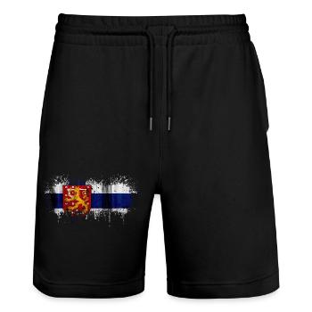 Finlande Suomi helsinki scandinavie viking fine FIN - Short de jogging bio TRAINER Stanley/Stella unisexe - noir - Devant - Nik (191cm) & Marisol (170cm)