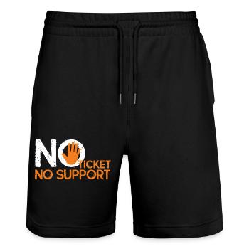 No Ticket No Support Informatiker IT Administrator - Stanley/Stella Unisex Bio Joggingshorts Trainer  - Schwarz - Vorne - Nik (191cm) & Marisol (170cm)