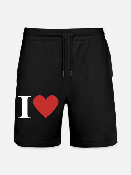 Buchstabe i rotes Herz - Stanley/Stella Unisex Bio Joggingshorts Trainer  - Schwarz