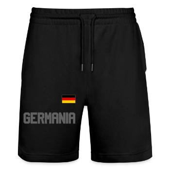 Germany jersey look GERMANIA with flag flag - Stanley/Stella Trainer Unisex Organic Jogging Shorts - black - Front - Nik (191cm) & Marisol (170cm)